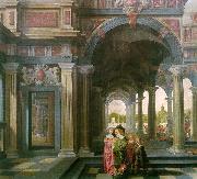 DELEN, Dirck van Palace Courtyard with Figures df oil painting